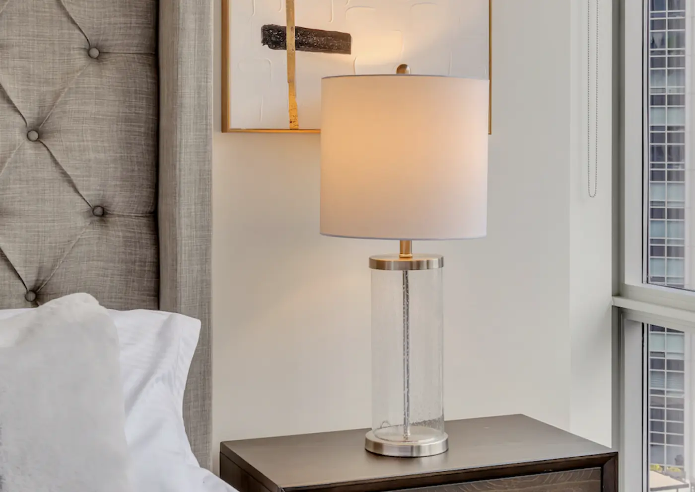 Group of professionals enjoying a luxury furnished corporate apartment in Downtown Chicago.