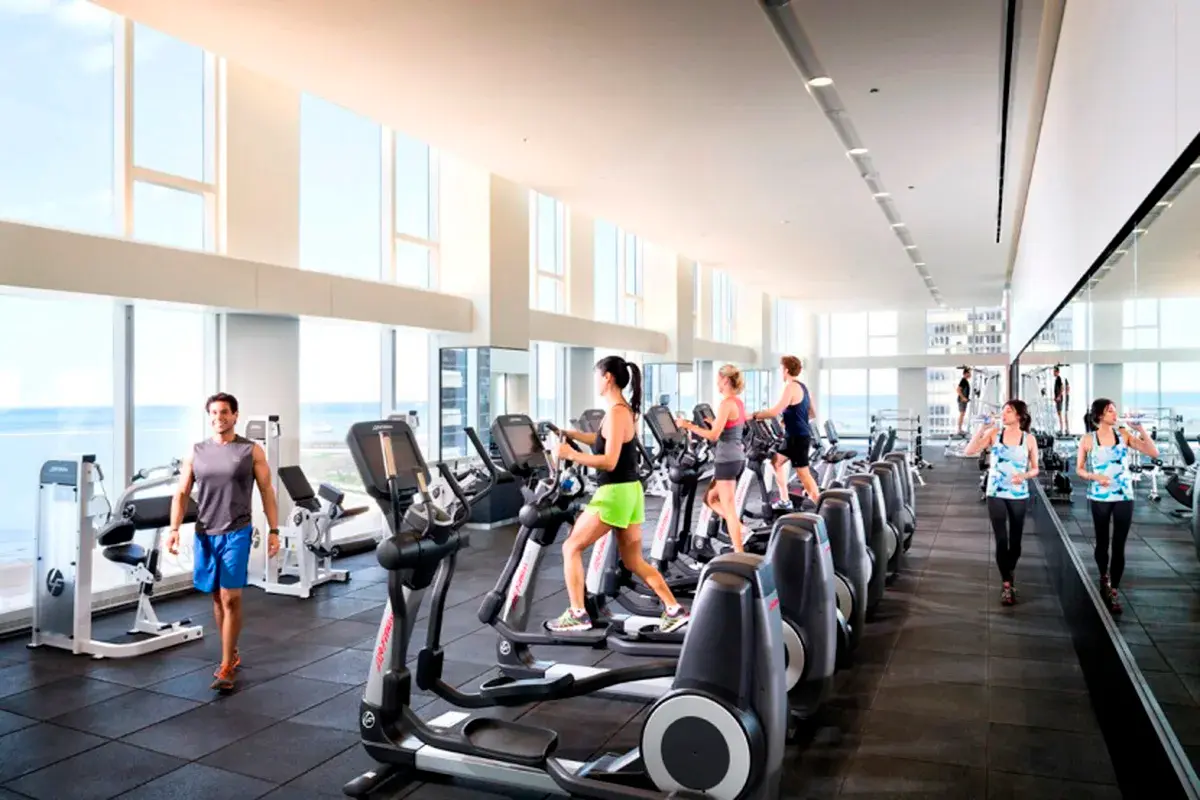 Group of professionals enjoying a luxury furnished corporate apartment in Downtown Chicago.