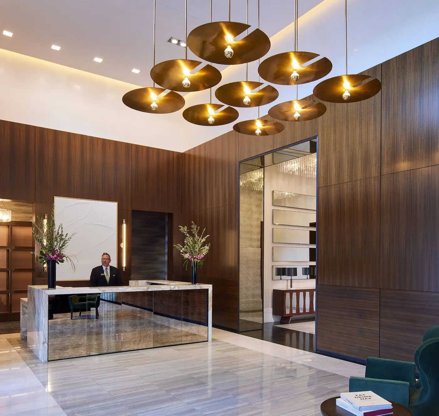 Group of professionals enjoying a luxury furnished corporate apartment in Downtown Chicago.