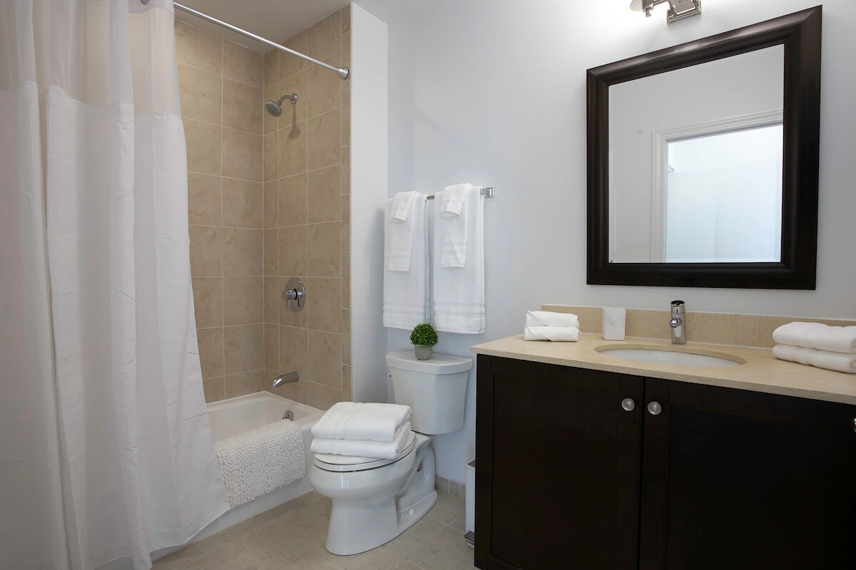 Group of professionals enjoying a luxury furnished corporate apartment in Downtown Chicago.