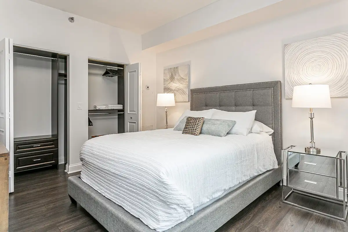 Group of professionals enjoying a luxury furnished corporate apartment in Downtown Chicago.