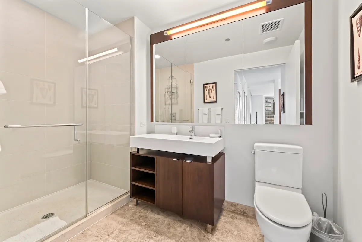 Group of professionals enjoying a luxury furnished corporate apartment in Downtown Chicago.