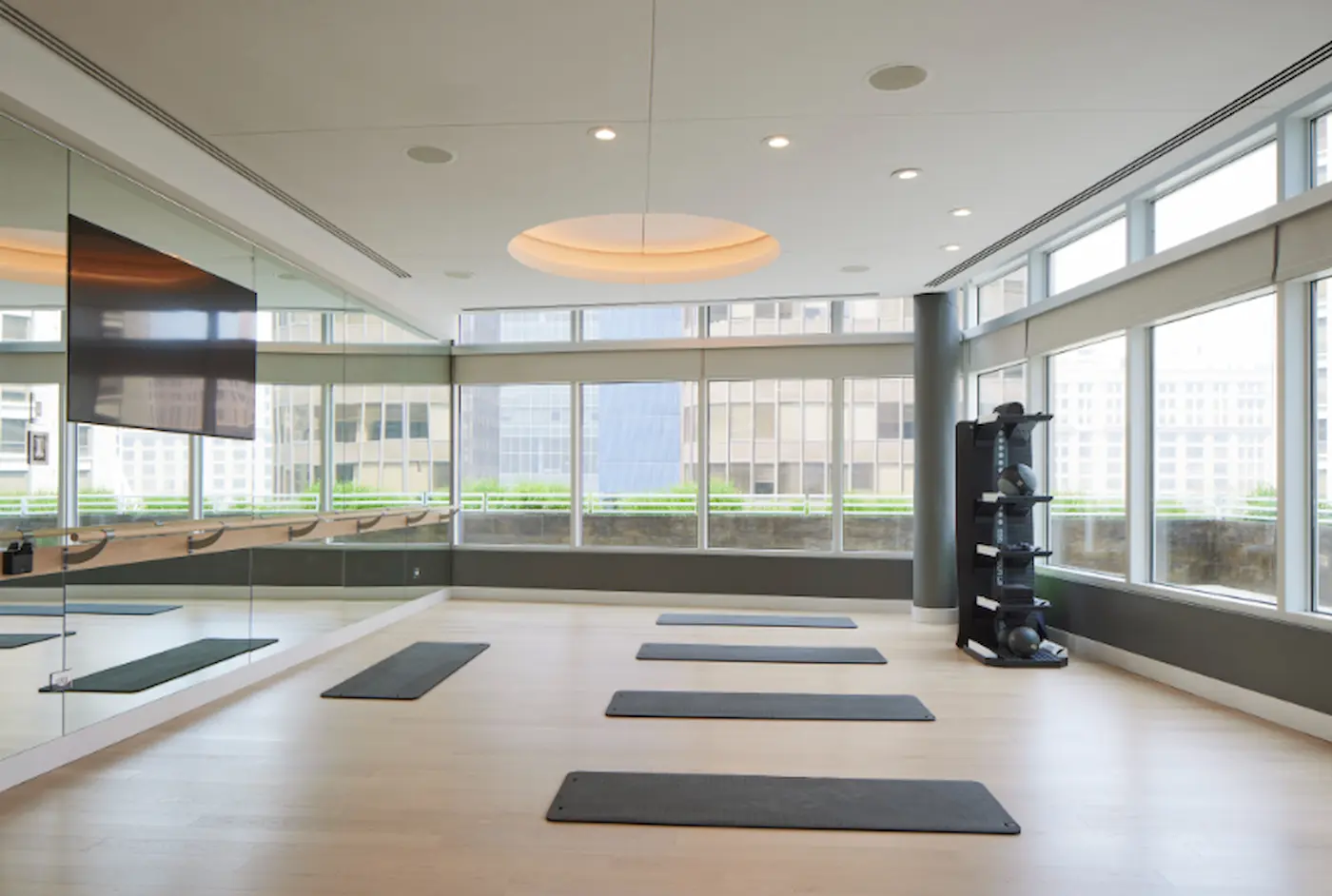 Group of professionals enjoying a luxury furnished corporate apartment in Downtown Chicago.