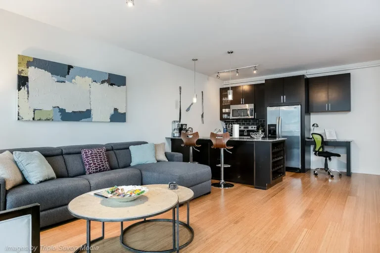 Luxury corporate rental apartment at EnV Chicago with modern furnishings.