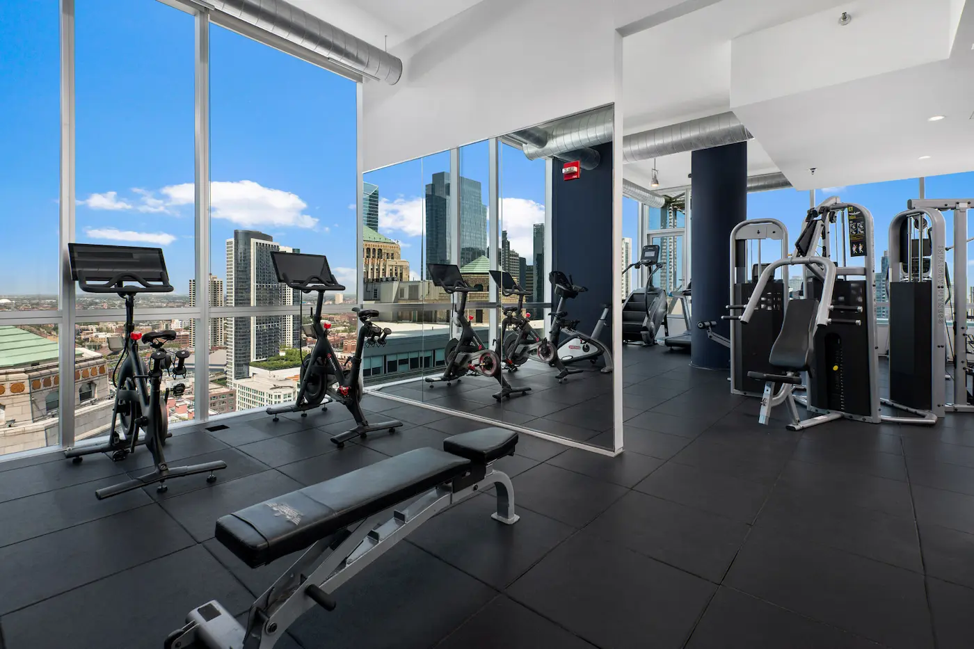 Group of professionals enjoying a luxury furnished corporate apartment in Downtown Chicago.