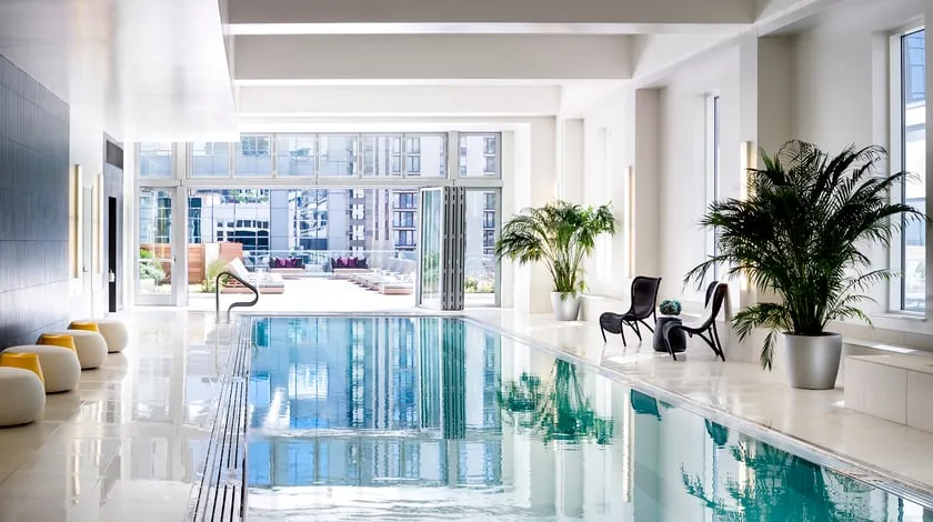 Luxury furnished corporate rental apartment at OneEleven Chicago overlooking the Chicago River.