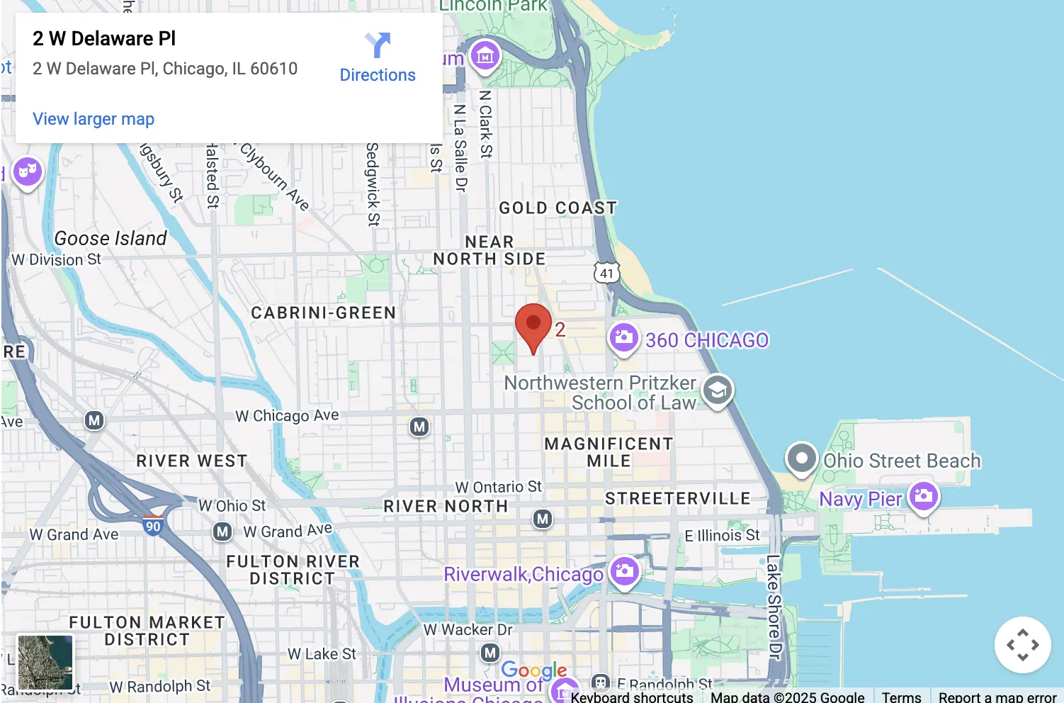 Two West Delaware Map - 2 W Delaware Pl, Gold Coast, Chicago