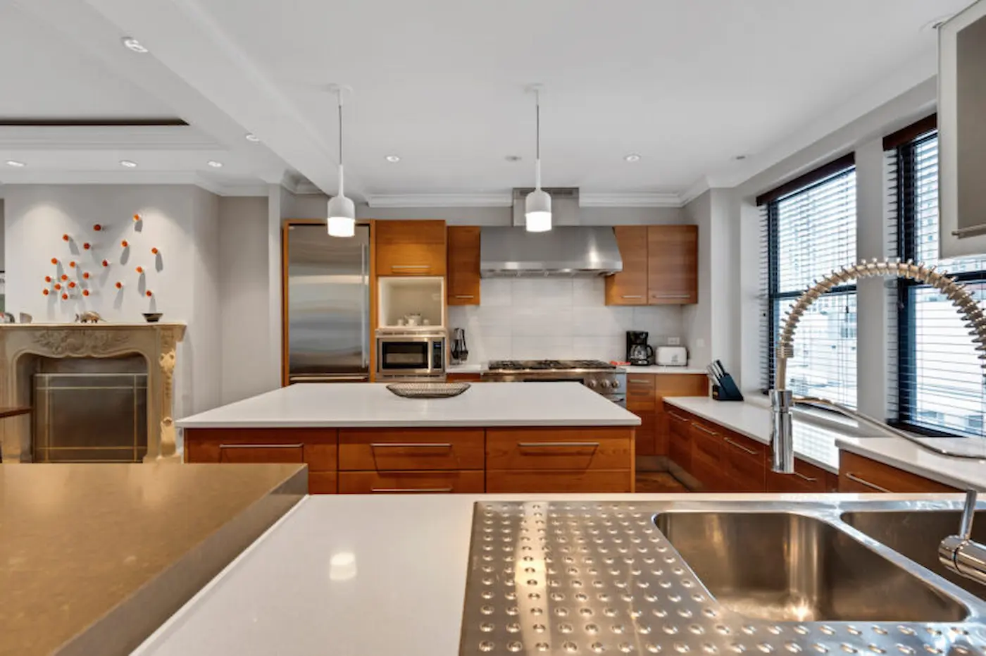 Group of professionals enjoying a luxury furnished corporate apartment in Downtown Chicago.