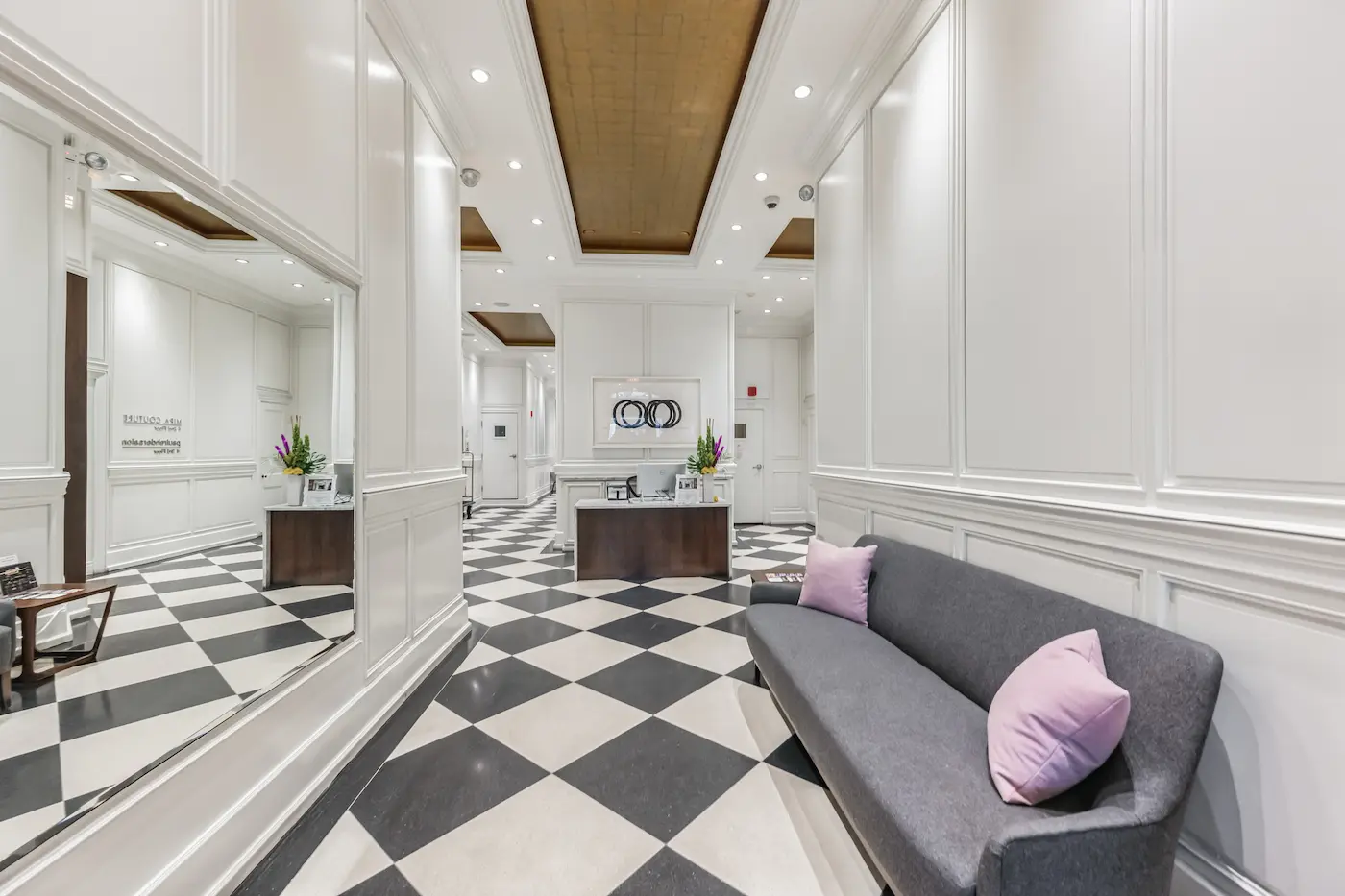 Group of professionals enjoying a luxury furnished corporate apartment in Downtown Chicago.