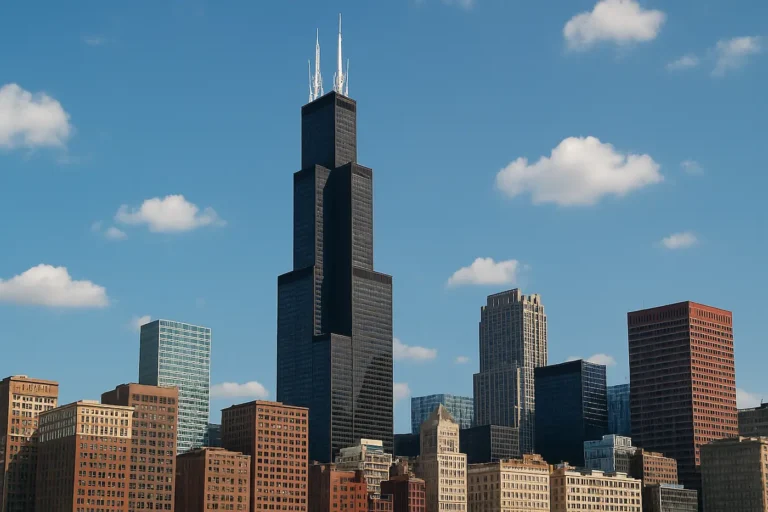 Willis Tower Skydeck view overlooking downtown Chicago
