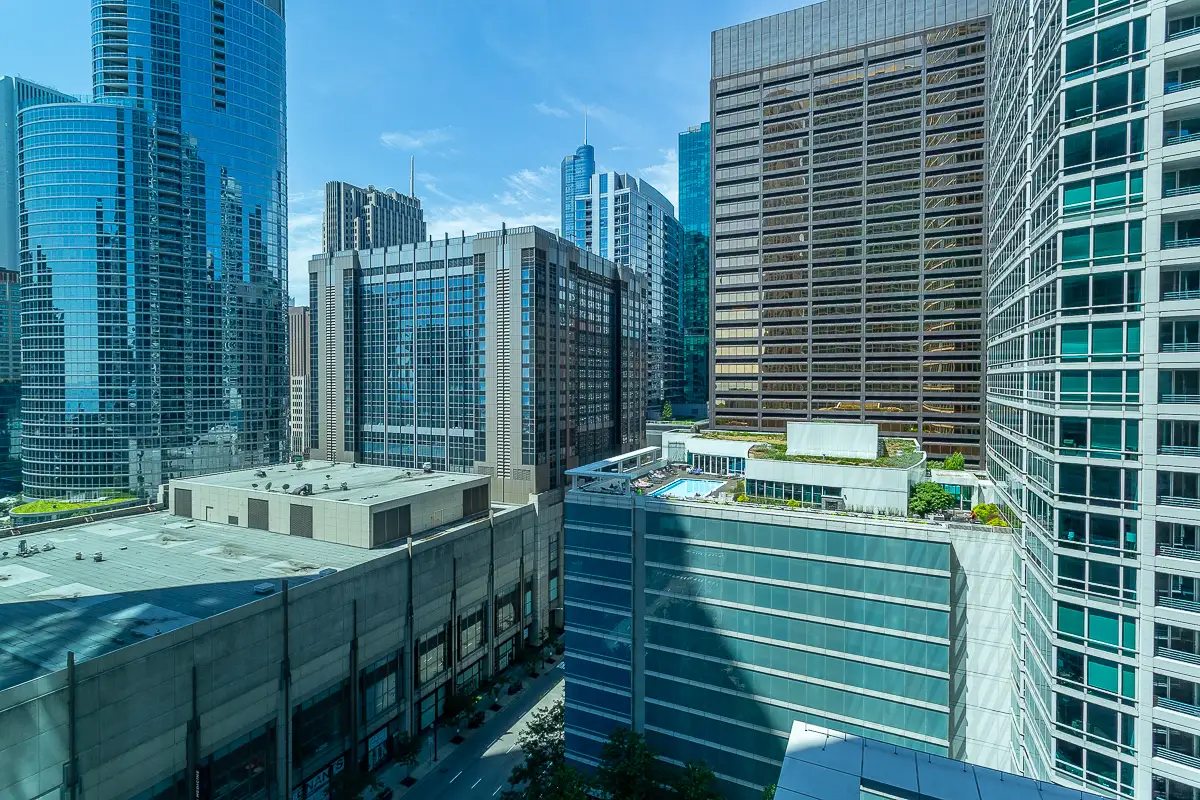 Group of professionals enjoying a luxury furnished corporate apartment in Downtown Chicago.