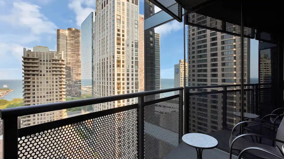 Group of professionals enjoying a luxury furnished corporate apartment in Downtown Chicago.