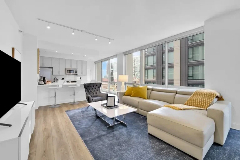 luxury furnished corporate apartment Chicago - living room